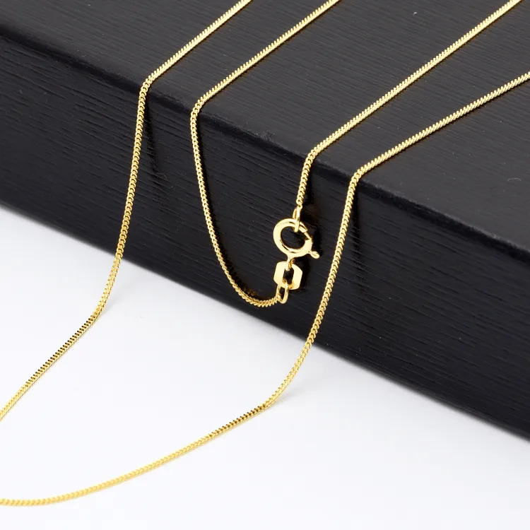 Real Gold Curb Flat Carpet Kids Chain Necklace 1153 (35 C.M) CH1250