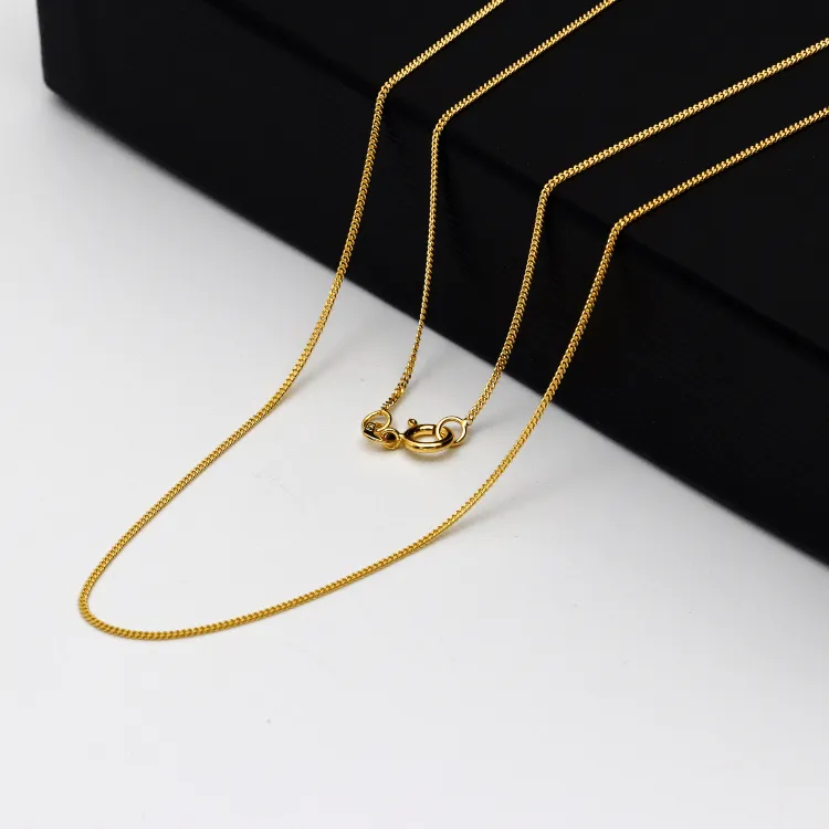 Real Gold Curb Flat Carpet Kids Chain Necklace 1153 (35 C.M) CH1250