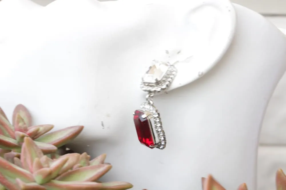 RED CLEAR EARRINGS