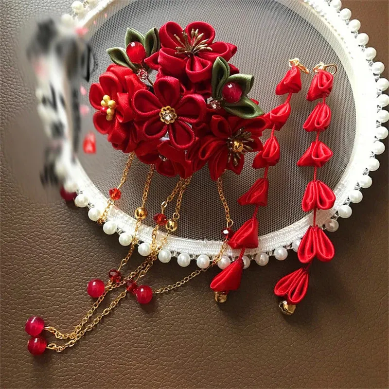 Red Japanese Hairpin Kanzashi