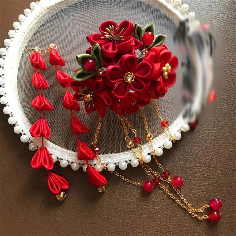 Red Japanese Hairpin Kanzashi