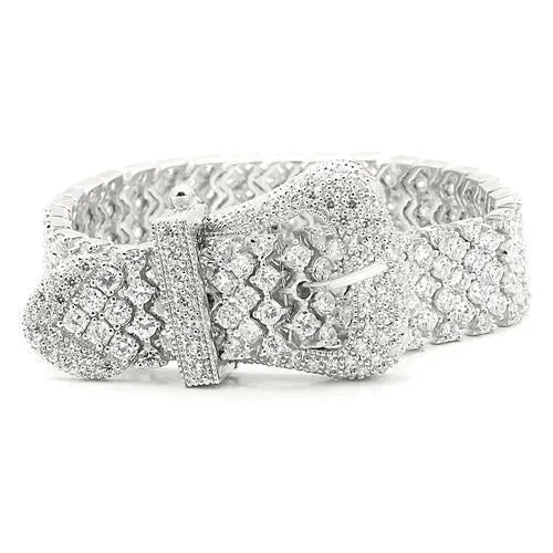 Rhodium 925 Sterling Silver Bracelet with AAA Grade CZ in Clear for Women Style LOS179