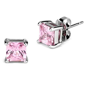 Rhodium Brass Earrings with AAA Grade CZ in Rose for Women Rose Stone Color Style 3W538