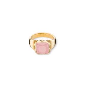 Ring Spikes Square Rose Quartz gold-pink