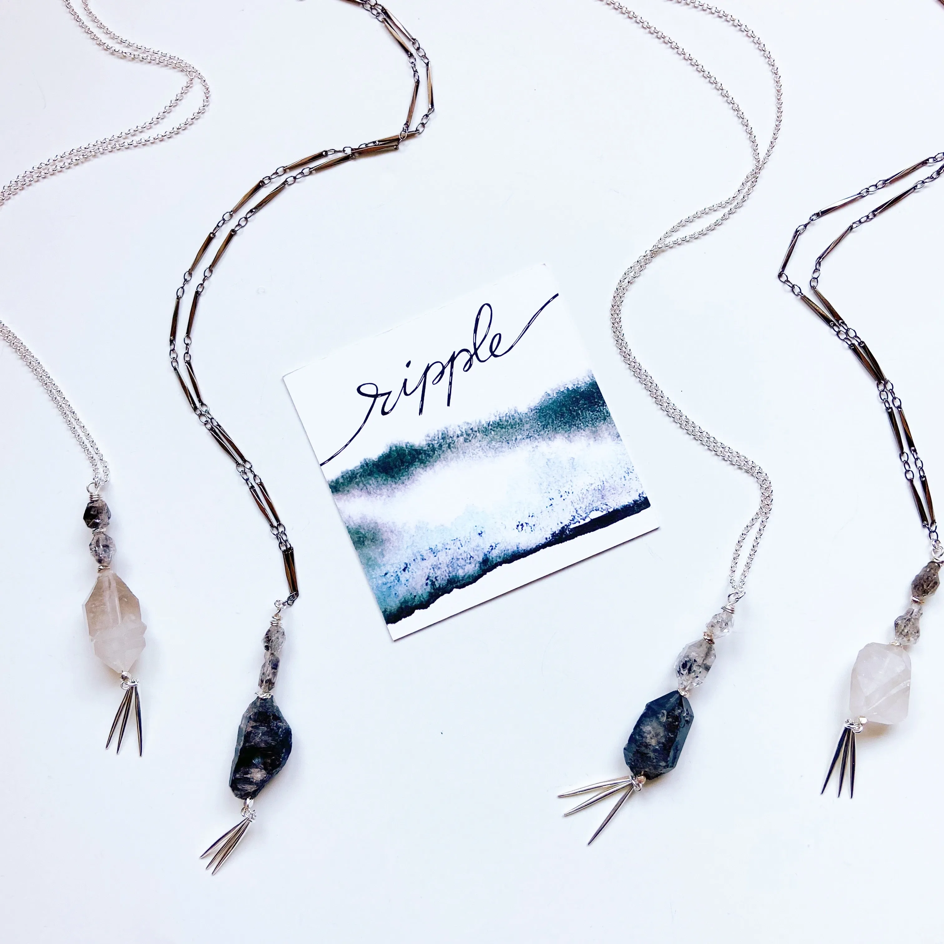 Ripple- Tibetan Quartz  Long Necklace
