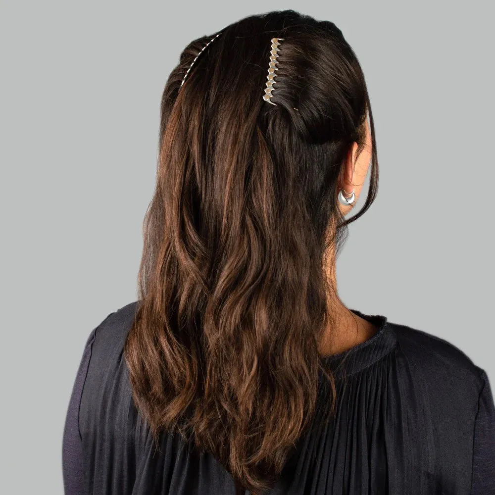 Riveted Hair Comb in Silver - Large