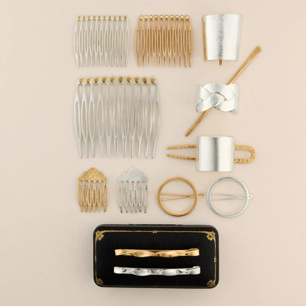 Riveted Hair Comb in Silver - Large