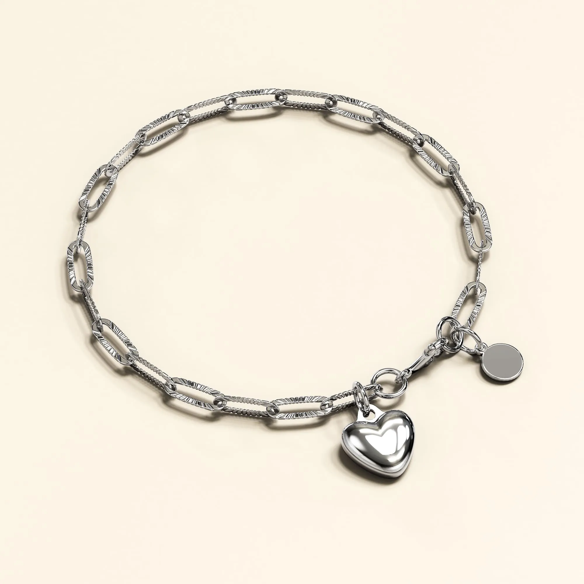 Rogue Heart White Gold Stainless Steel Bracelet
