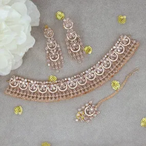Rose Gold AD CZ Choker Necklace set