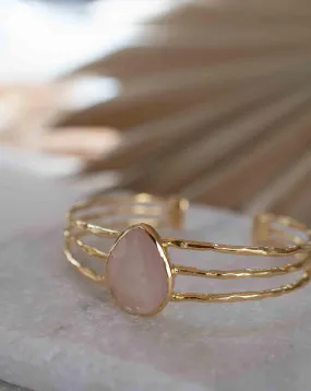 Rose quartz Adjustable Bracelet ~ Gold Plated 18k ~ MB045