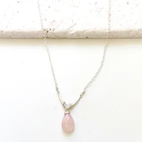 Rose quartz chevron necklace