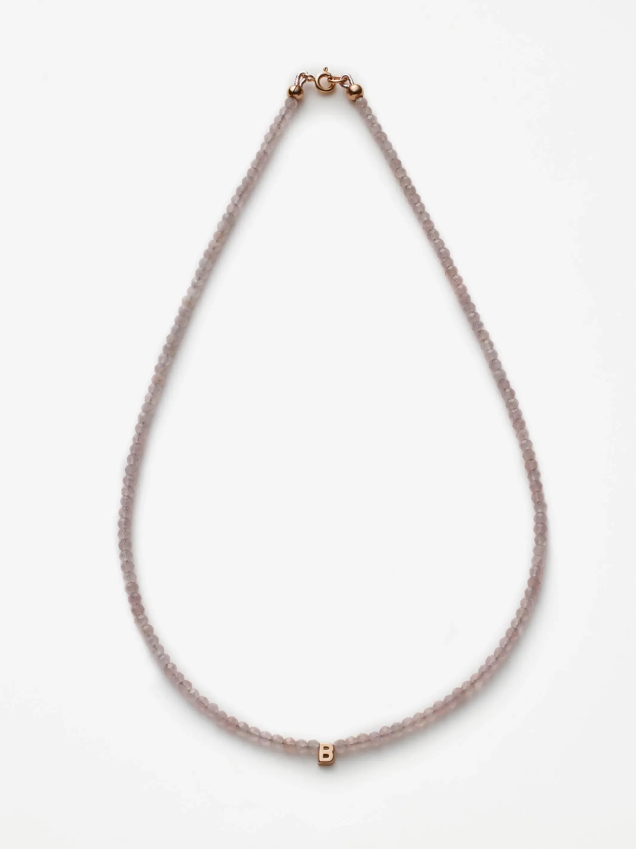 Rose Quartz Letter Necklace