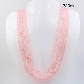 Rose Quartz Necklace Pink Quartz Rose Quartz Gemstone Necklace Beaded Necklace Layered Necklace Indian Necklace Quartz Sarafa SKU: 6143055