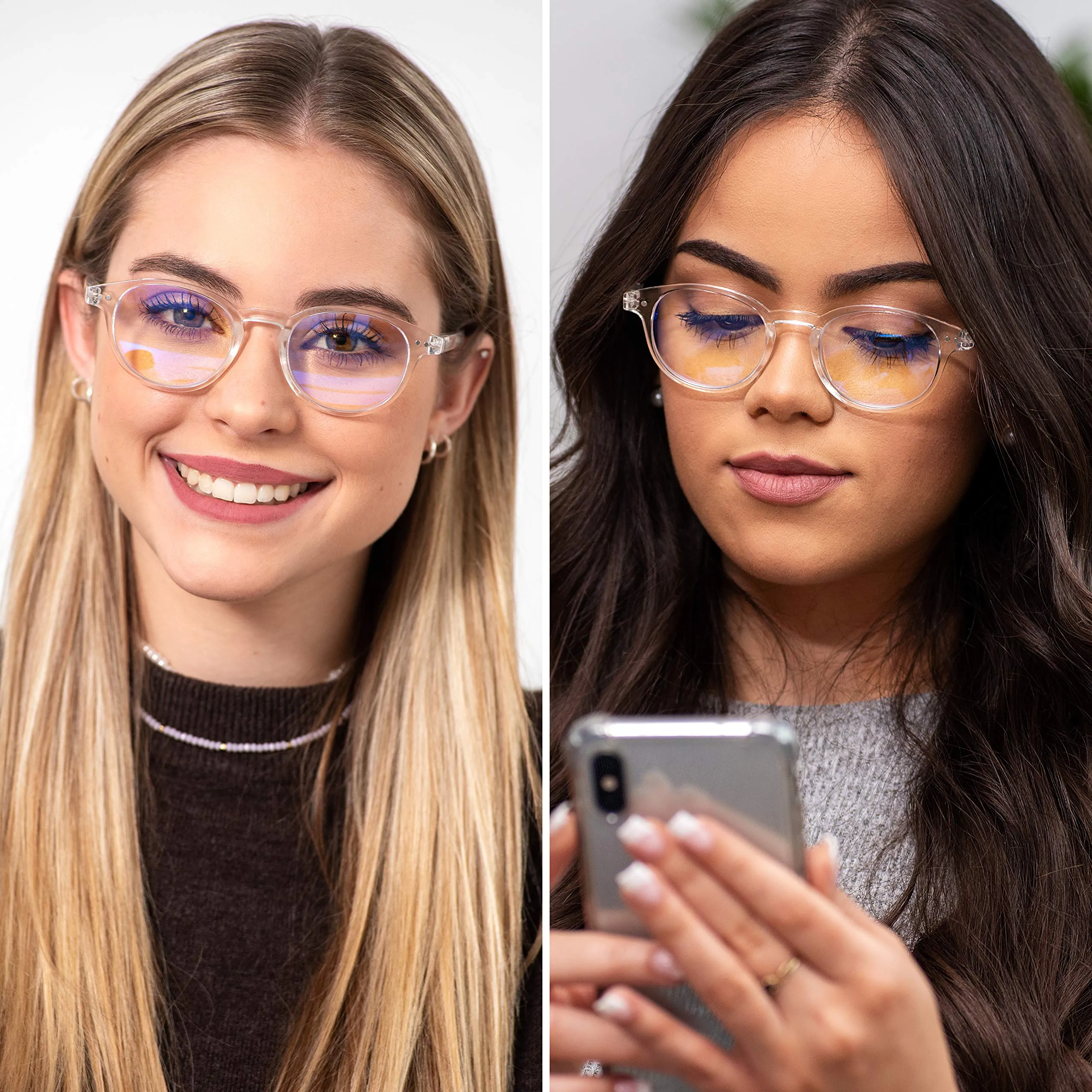 Round-Blue-Light-Blocking-Reading-Glasses-Clear-0-50-Magnification-Computer-Glasses