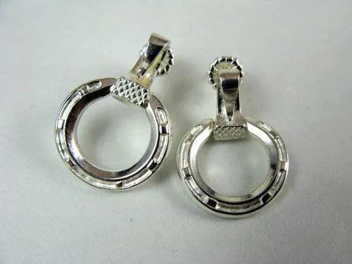 Round Horseshoe Earrings with Nail Sterling Silver