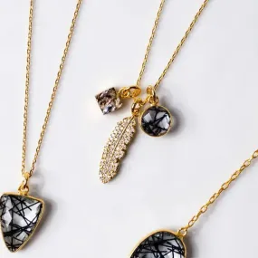 Rutilated Quartz Feather Gemstone Necklace