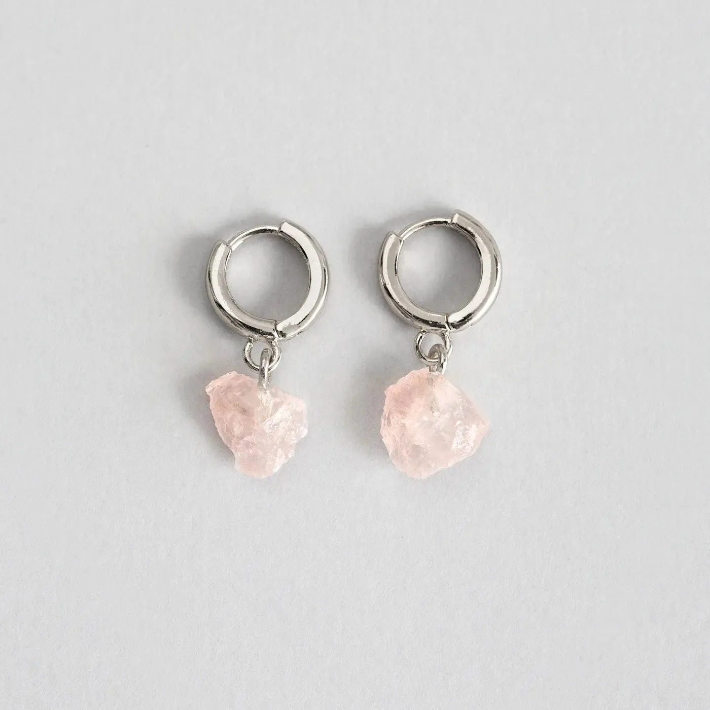 Semi Precious Hoop Earrings, Silver