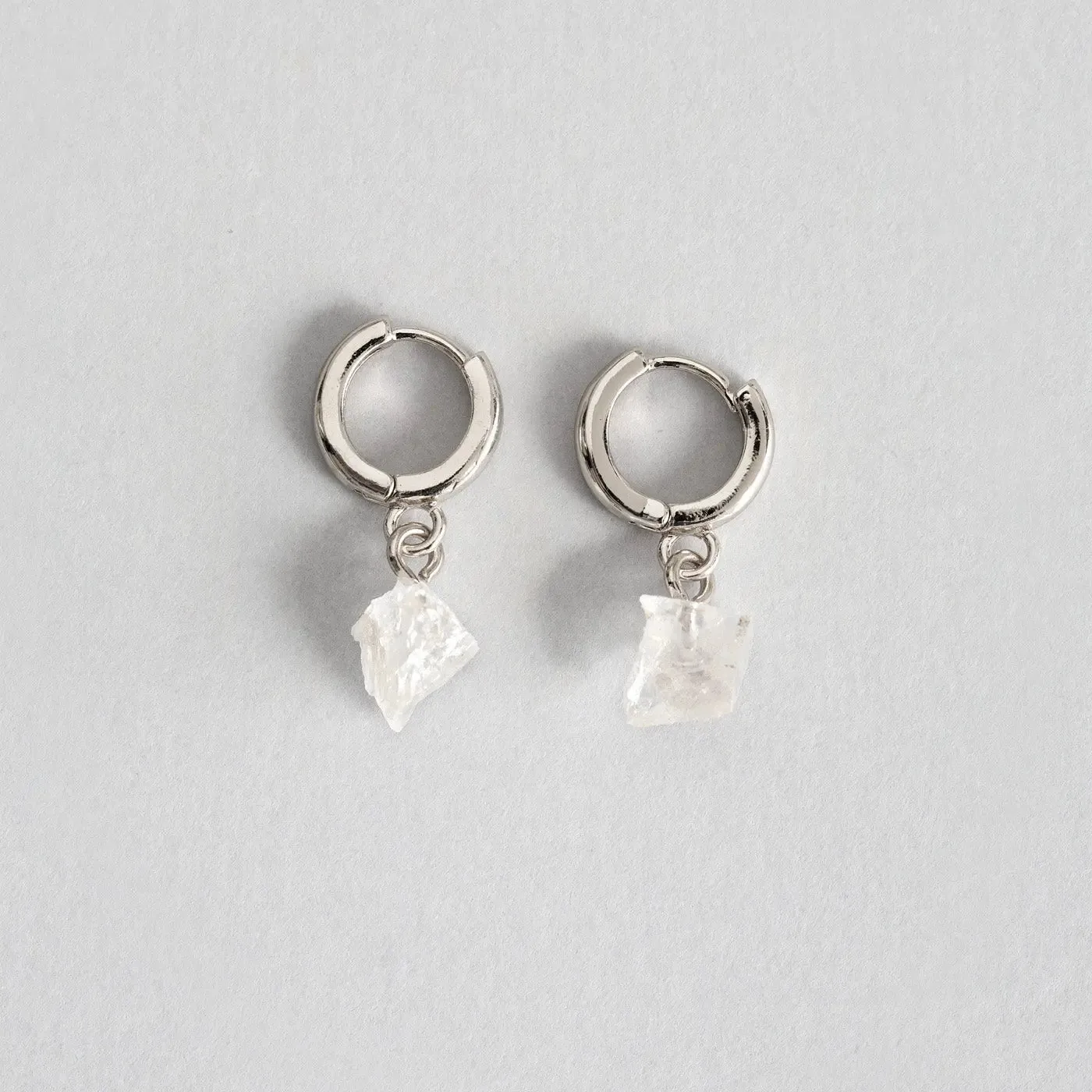 Semi Precious Hoop Earrings, Silver