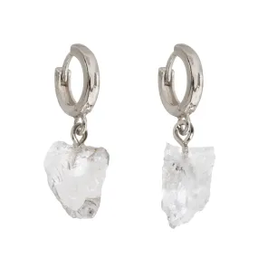 Semi Precious Hoop Earrings, Silver