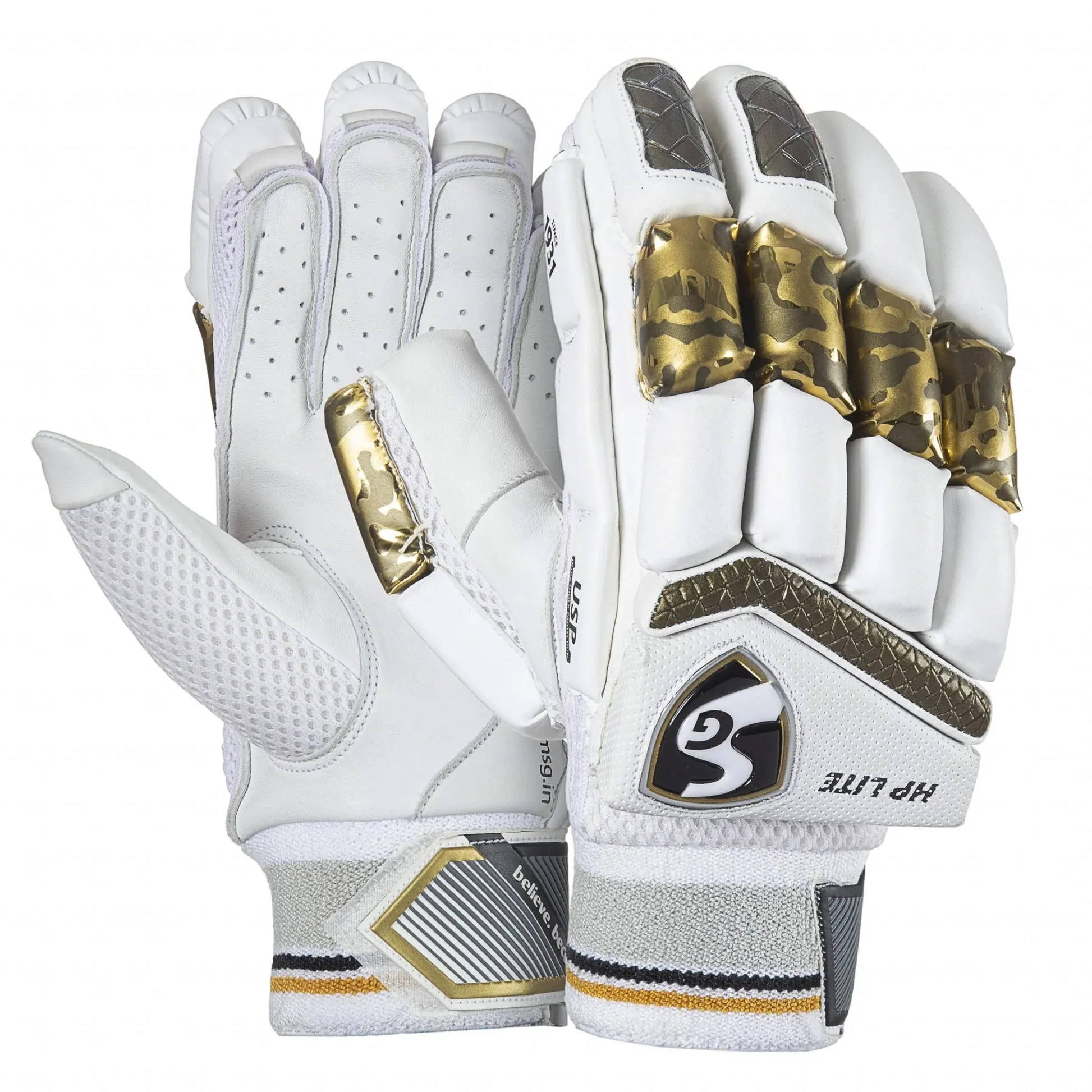 SG HP Lite Adult Batting Gloves Gold Black