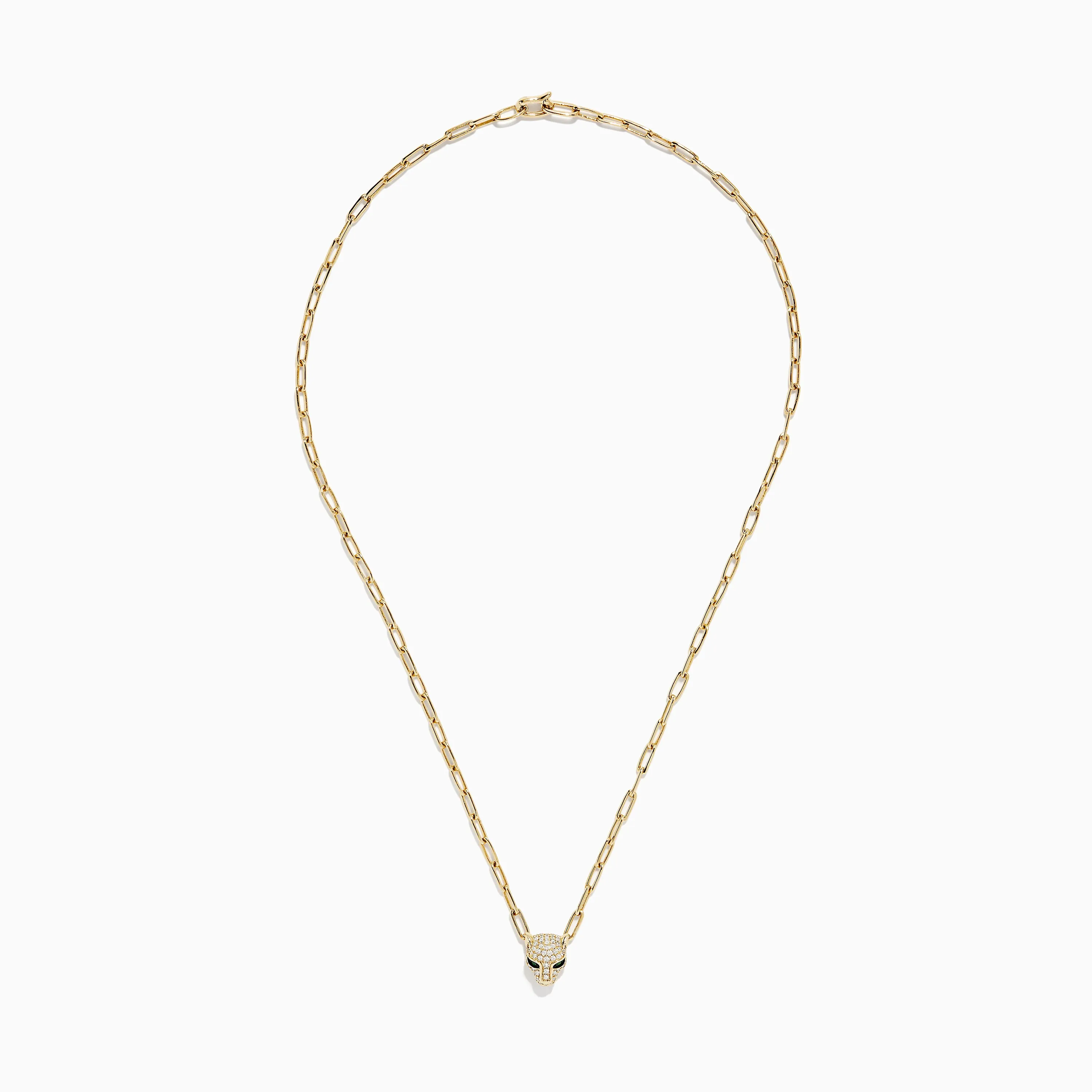 Signature 14K Yellow Gold Diamond and Emerald Necklace