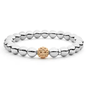Signature Caviar Stretch Rose Gold Bead Bracelet