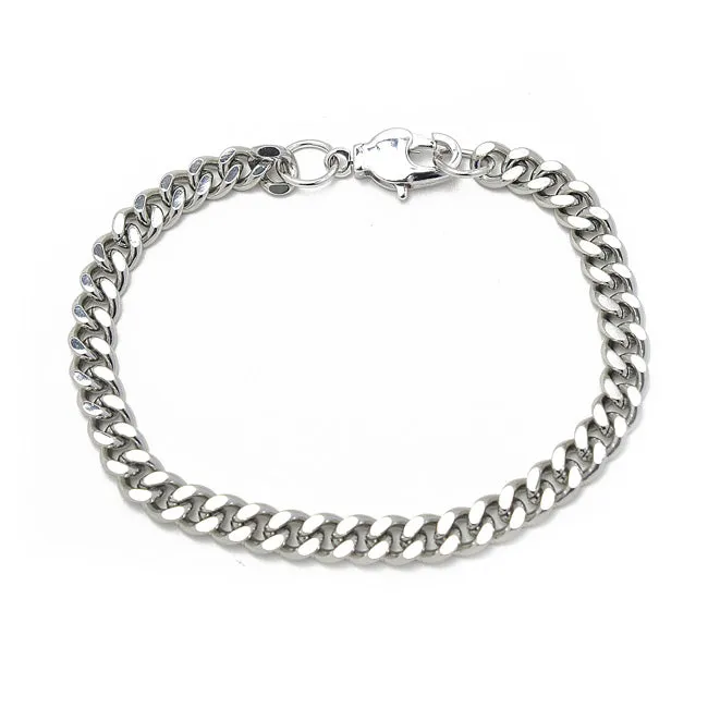Silver Cuban Linked Chain Bracelet
