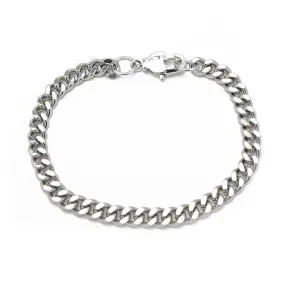 Silver Cuban Linked Chain Bracelet