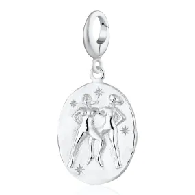 Silver Gemini Zodiac Charm