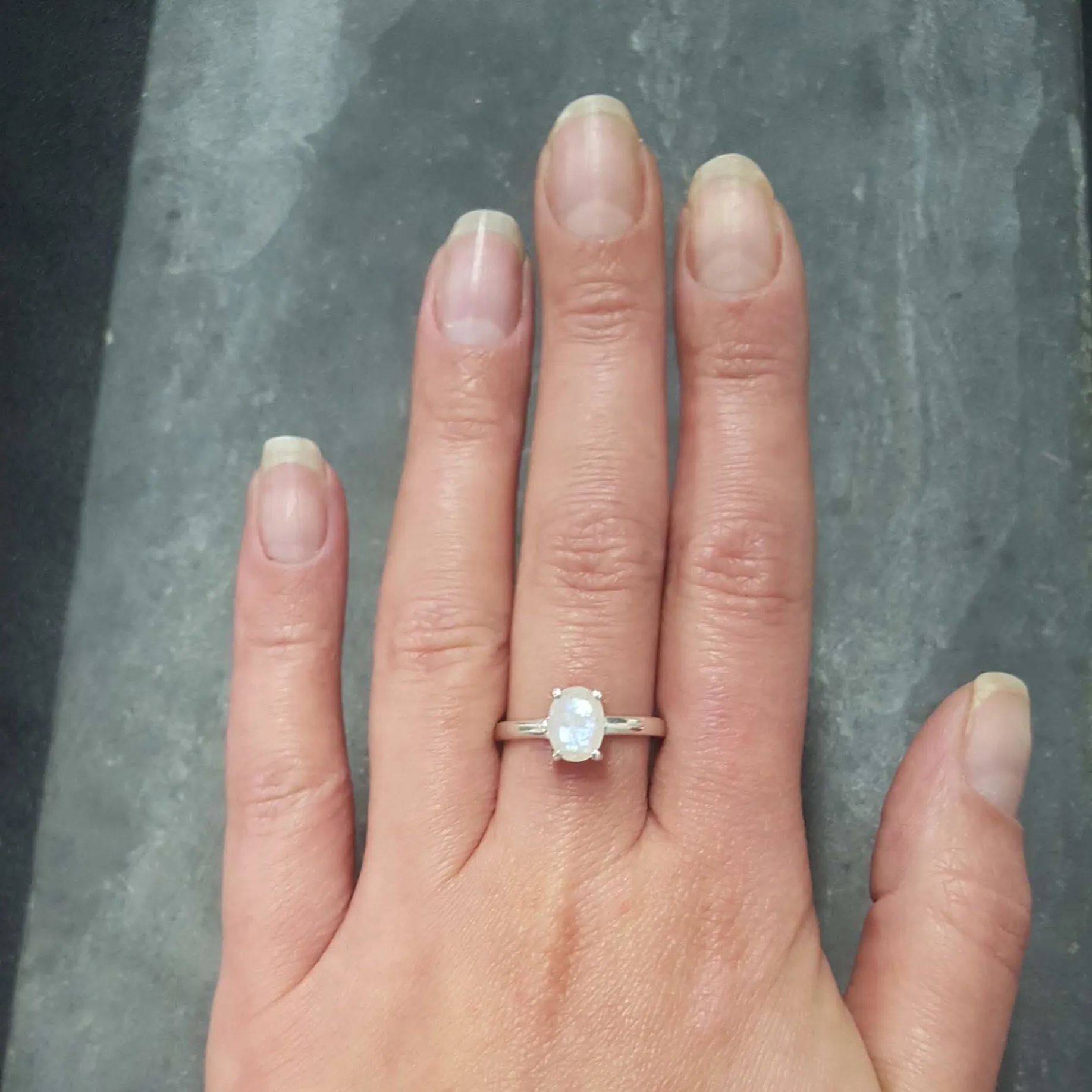 Silver Moonstone Ring - Natural Moonstone Ring - June Birthstone Ring