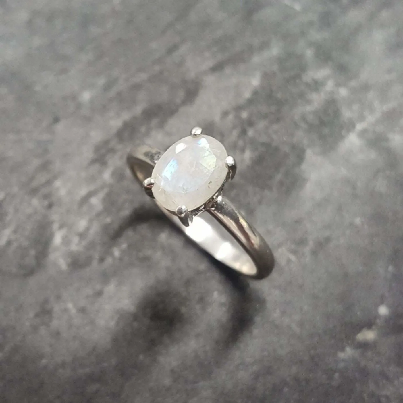 Silver Moonstone Ring - Natural Moonstone Ring - June Birthstone Ring
