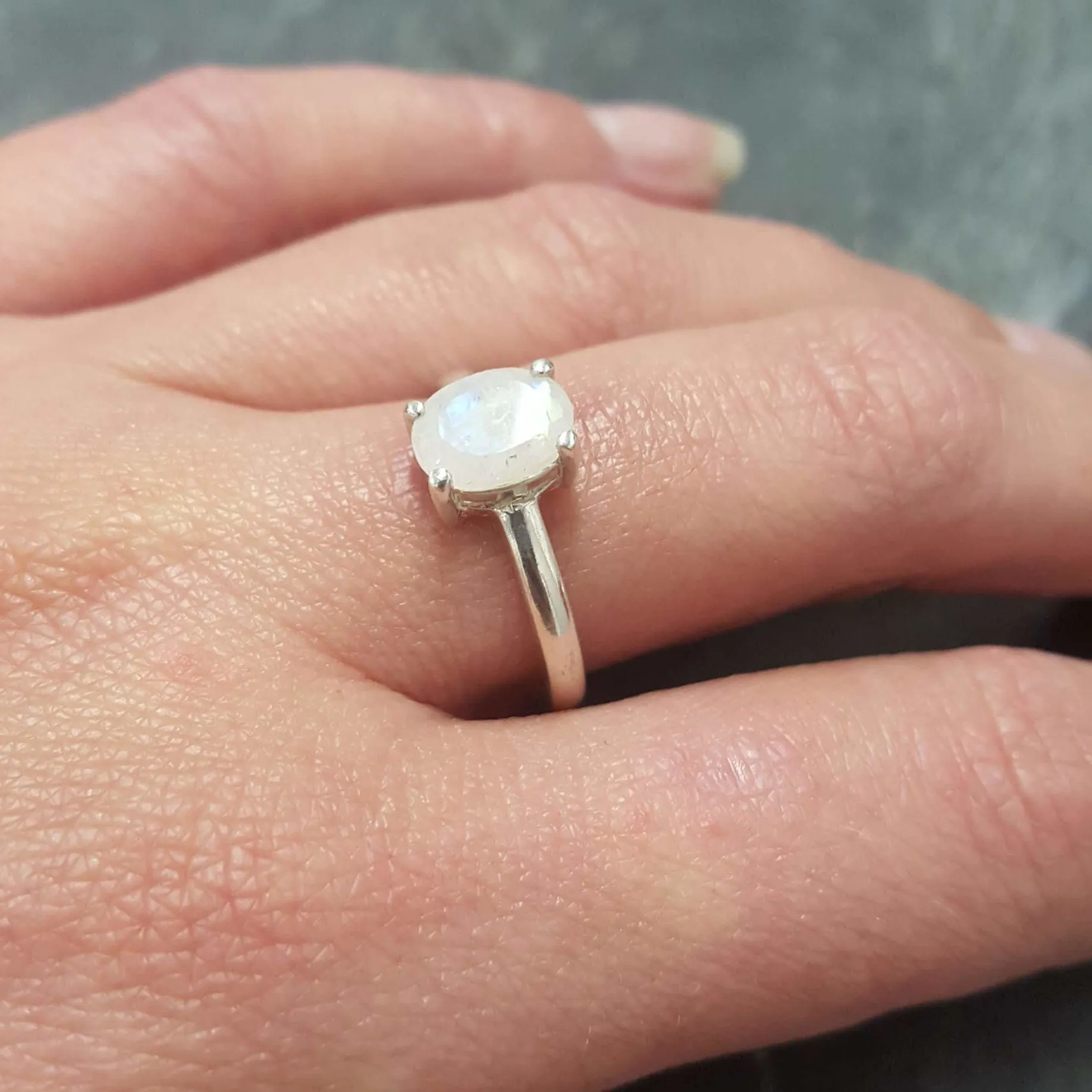 Silver Moonstone Ring - Natural Moonstone Ring - June Birthstone Ring