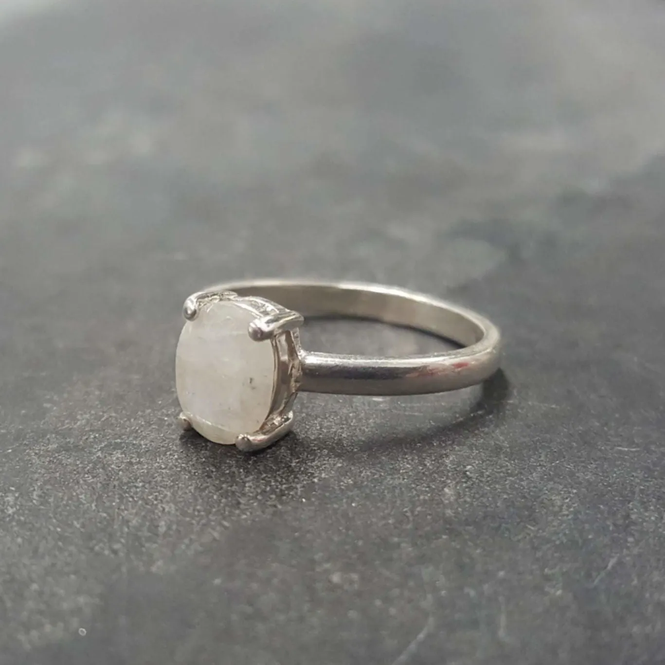 Silver Moonstone Ring - Natural Moonstone Ring - June Birthstone Ring