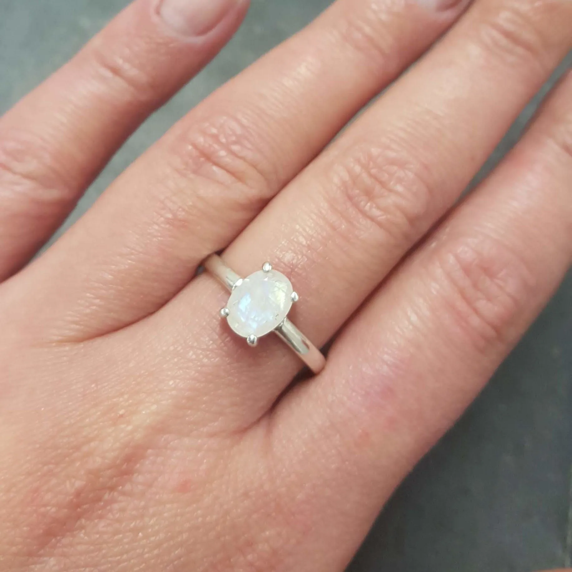 Silver Moonstone Ring - Natural Moonstone Ring - June Birthstone Ring