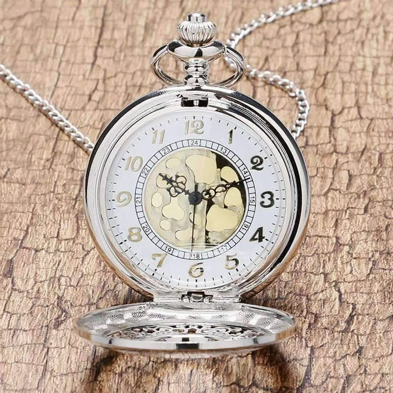 Silver Scroll Detail Classic Pocket Watch For Man or Woman