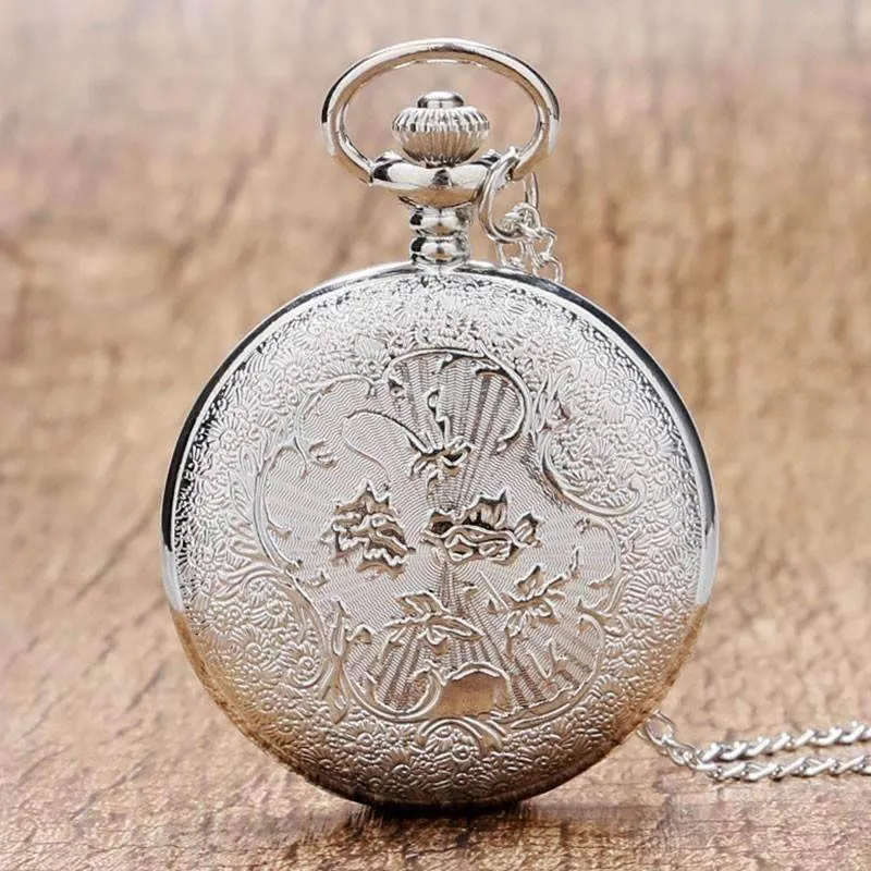 Silver Scroll Detail Classic Pocket Watch For Man or Woman