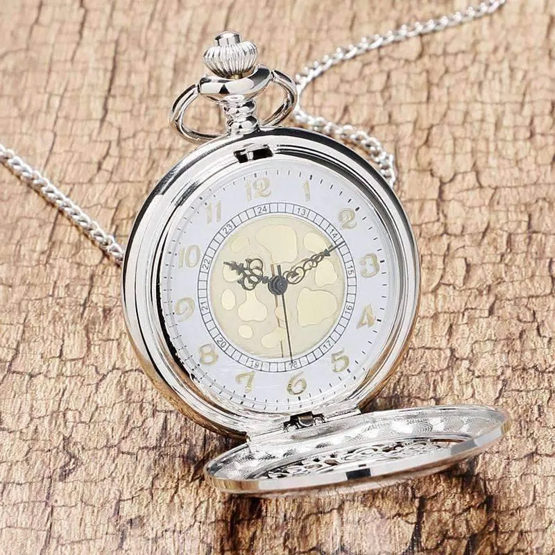 Silver Scroll Detail Classic Pocket Watch For Man or Woman