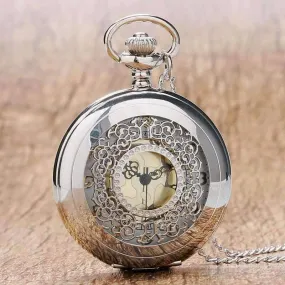 Silver Scroll Detail Classic Pocket Watch For Man or Woman