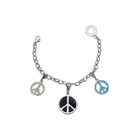 Silver Triple Peace Charm Bracelet
