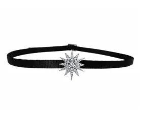SINGLE STARBURST CHOKER IN WHITE GOLD