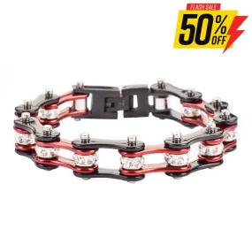SK1106 1/2" Wide Two Tone Black Candy Red With White Crystal Centers