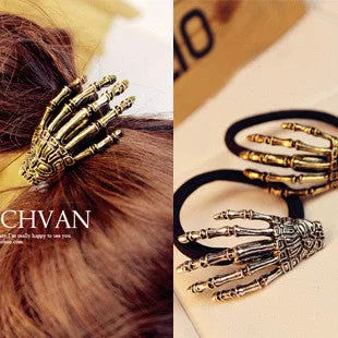 Skeleton gripper ghost claws hair bands terror hand bone hair wire rope clip-2pcs/set