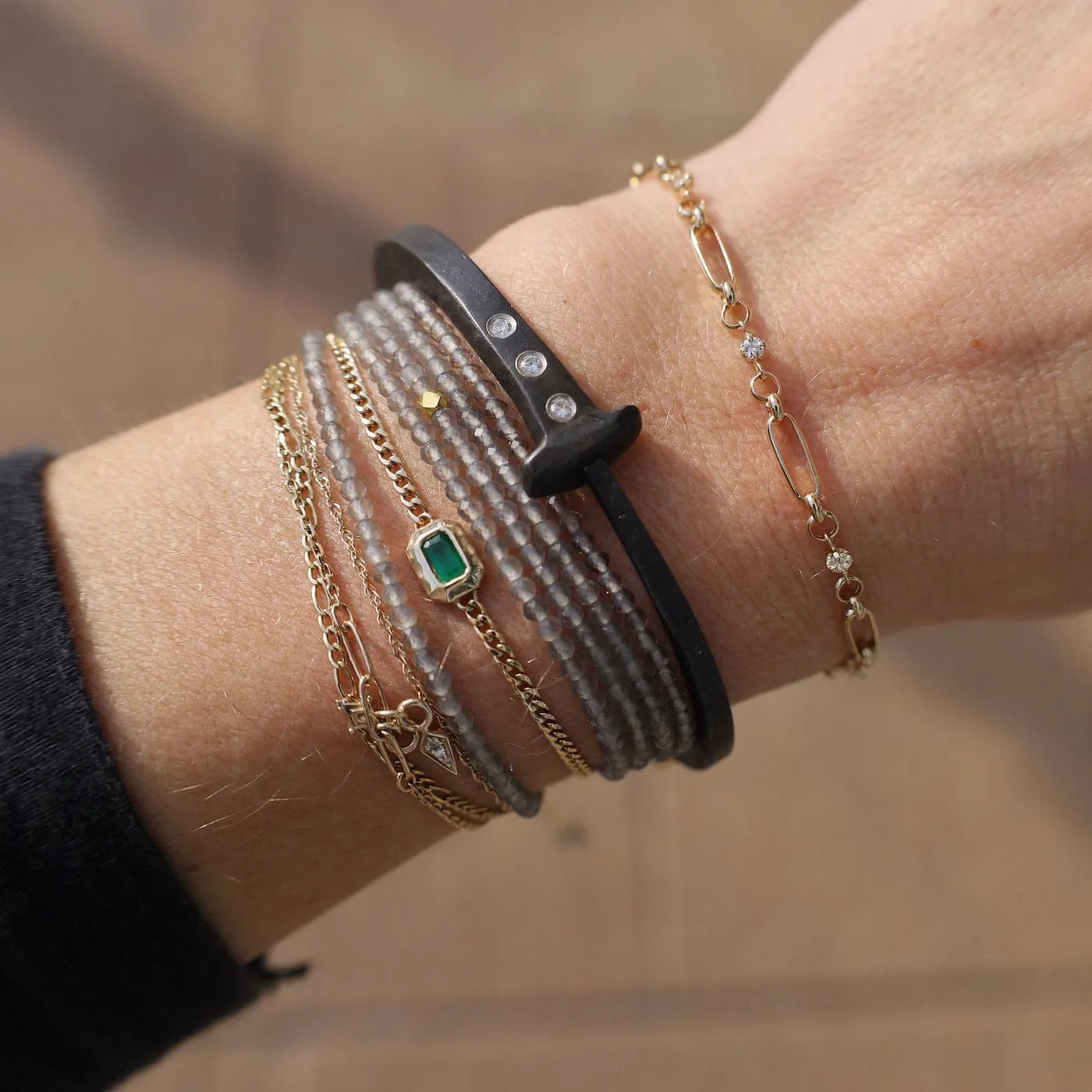 Slate Moonstone Wrap Bracelet & Necklace