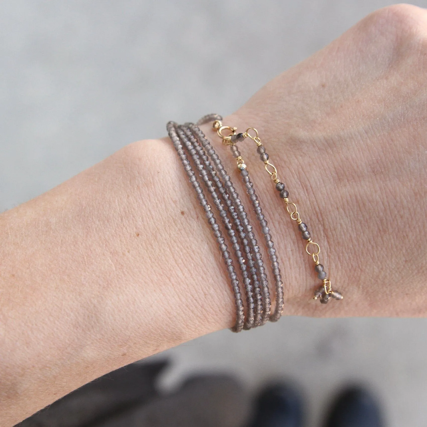 Slate Moonstone Wrap Bracelet & Necklace