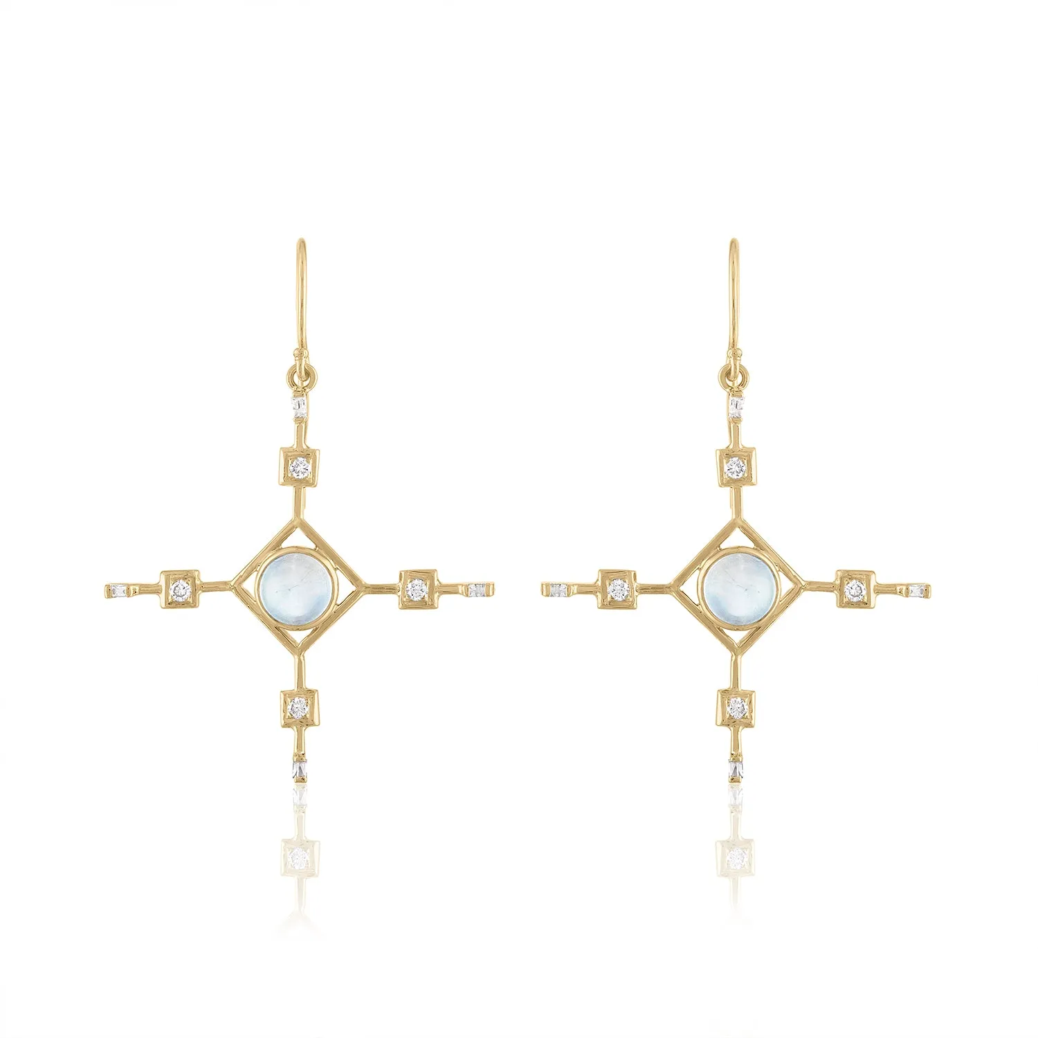 SOLD SAMPLE SALE MOONSTONE AND DIAMOND STAR EARRING