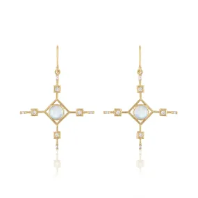 SOLD SAMPLE SALE MOONSTONE AND DIAMOND STAR EARRING