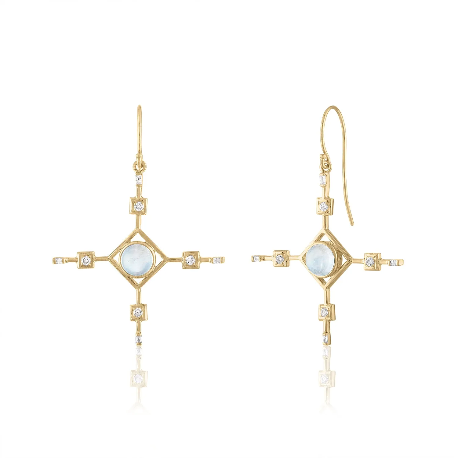 SOLD SAMPLE SALE MOONSTONE AND DIAMOND STAR EARRING