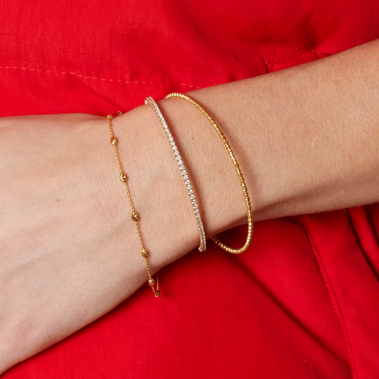 Spaced Mooncut Bead Bracelet