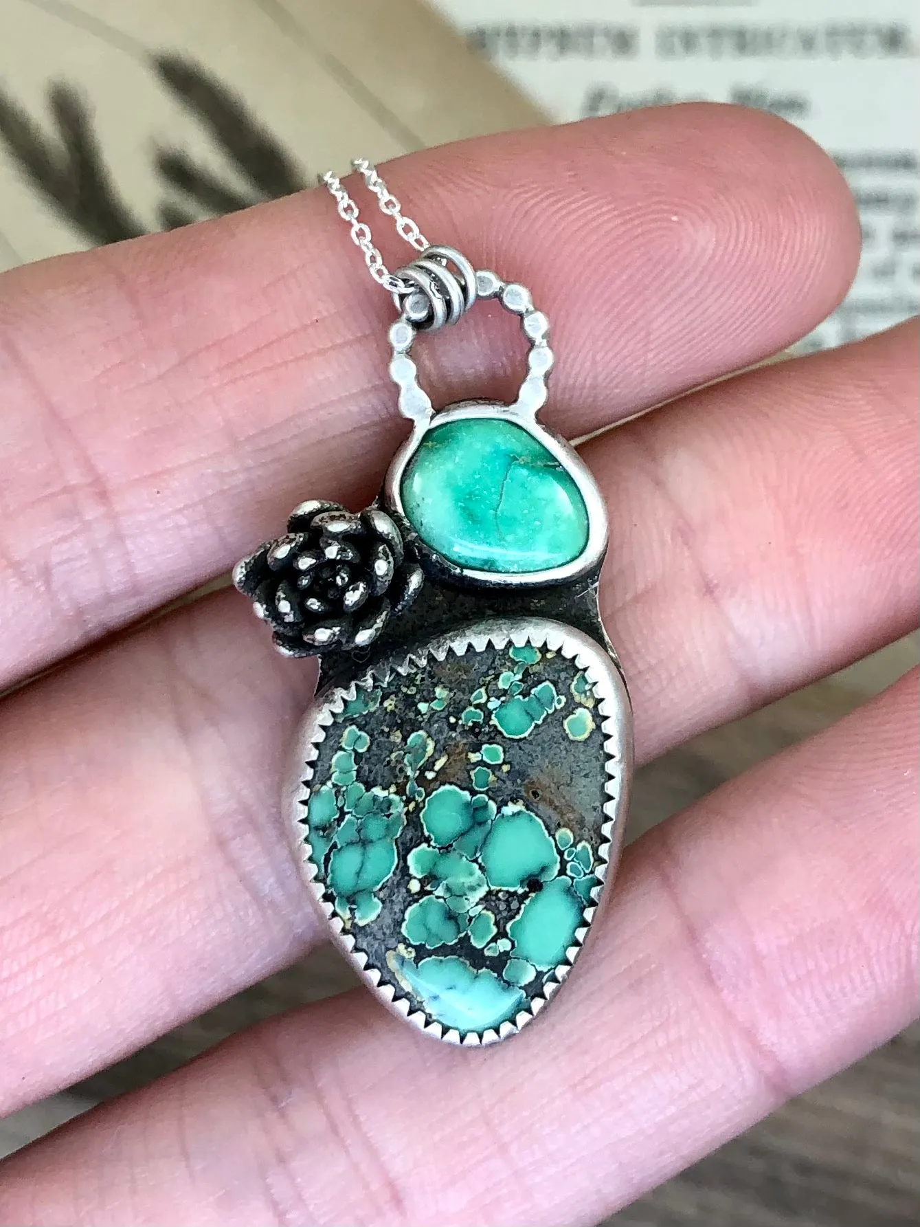 Star Fox & Emerald Valley Turquoise Necklace With Succulent