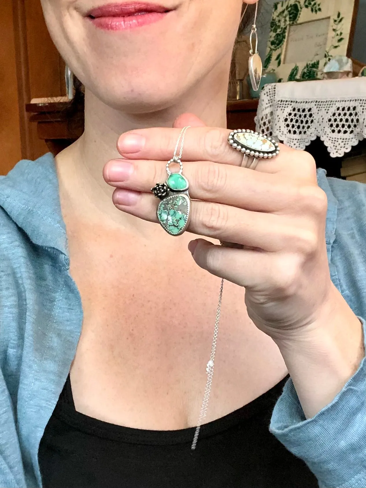 Star Fox & Emerald Valley Turquoise Necklace With Succulent